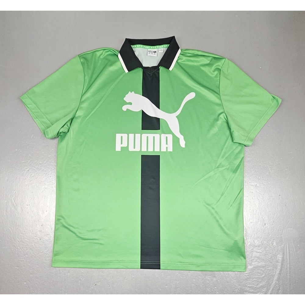 Puma Polo Shirt Mens XXL. Green X.T.G. Green Golf Big Logo Athletic Performance